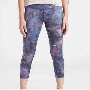 Athleta Girl Printed Chit Chat Capri Crop Tights Leggings Athleisure Size XL 14